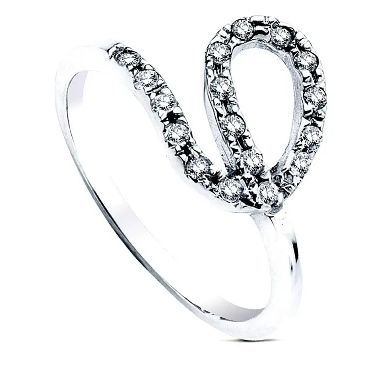 Sortija oro blanco 18k multipiedra aro ondas [AB3094]