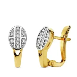 Pendientes oro 18k bicolor óvalos multipiedra 12mm. [AB3124]