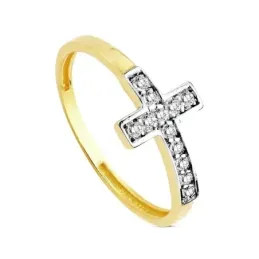 Sortija oro 18k bicolor cruz multipiedra [AB3130]
