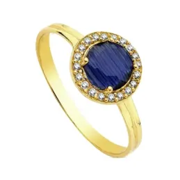 Sortija oro 18k piedra azul multipiedra 9mm. [AB3137]