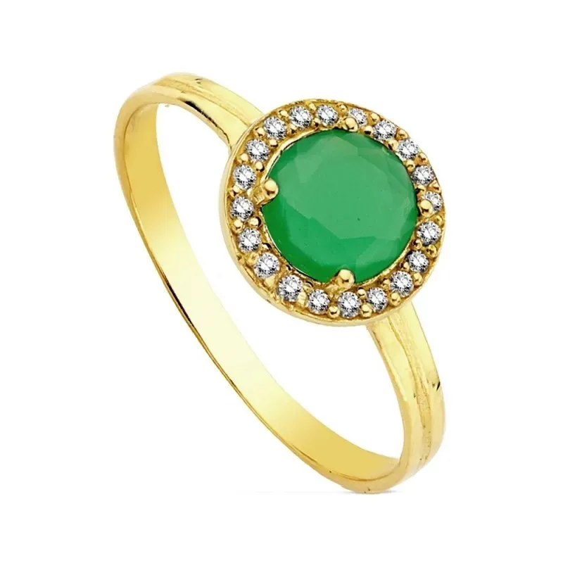 Sortija oro 18k piedra verde multipiedra 9mm. [AB3139]