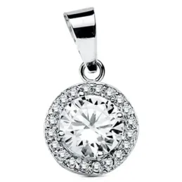 Colgante oro blanco 18k redondo circonita multipiedra 9mm. [AB3140]