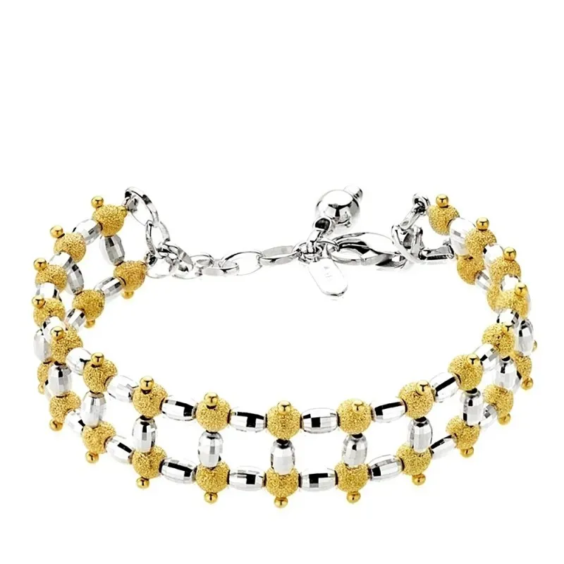Pulsera oro 18k bicolor bolitas 20cm. 18,35gr. [AB3159]