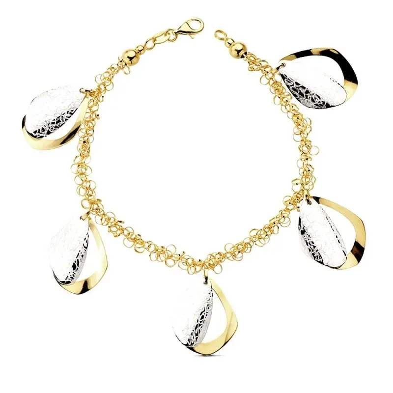Pulsera oro 18k bicolor fetiches 19cm. 13,25gr. [AB3164]