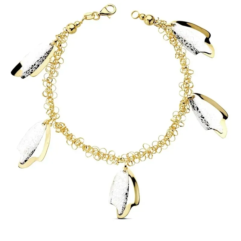 Pulsera oro 18k bicolor fetiches 19cm. 11,10gr. [AB3166]