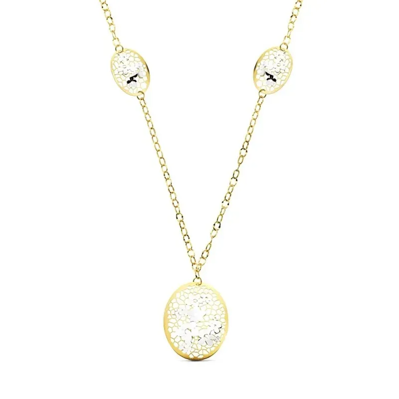 Gargantilla oro 18k bicolor flores 45cm. 7,20gr. [AB3170]