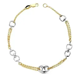 Pulsera oro 18k bicolor estribos 19,5cm. 5,10gr. [AB3173]