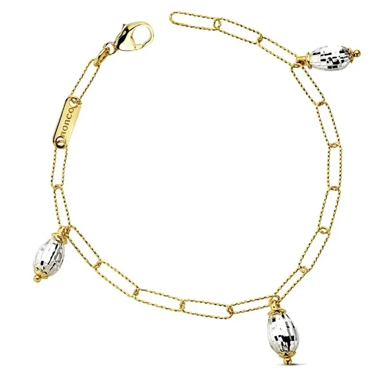 Pulsera oro 18k bicolor eslabones 19cm. 5,80gr. [AB3174]