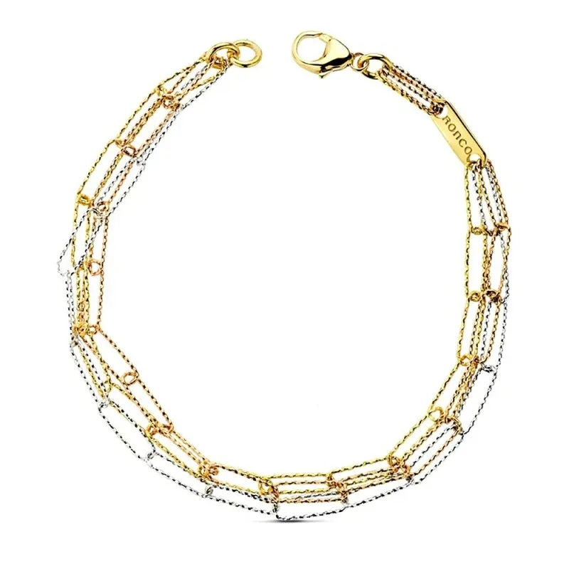 Pulsera oro 18k tricolor fetiches 19,5cm. 6gr. [AB3176]