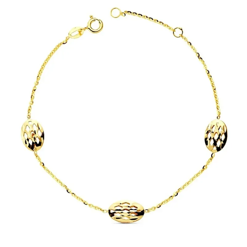 Pulsera oro 18k ovales calados 19,5cm. 2,30gr. [AB3187]