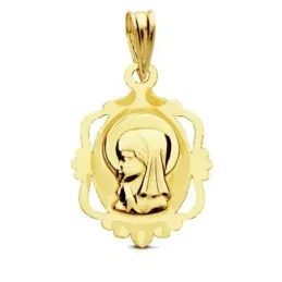 Medalla oro 9k Virgen Niña marco 20mm. [AB3219]
