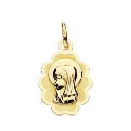 Medalla oro 9k nube Virgen Niña 17mm. ligera [AB3223]