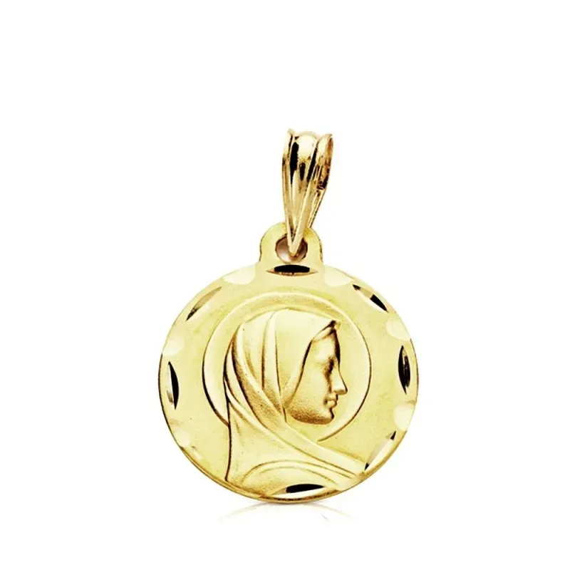 Medalla oro 9k Virgen María Francesa 14mm. ligera [AB3242]