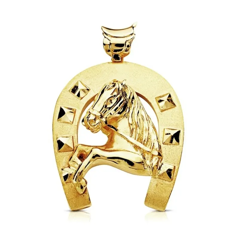 Colgante oro 9k herradura caballo 40mm. [AB3250]