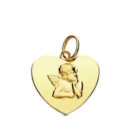 Colgante oro 9k corazón angelito 14mm. [AB3253]