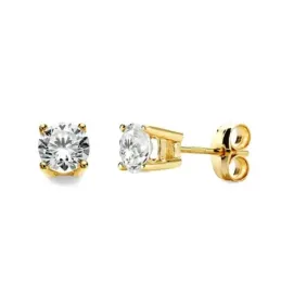 Pendientes oro 18k garras circonita 5mm. [AB3303]