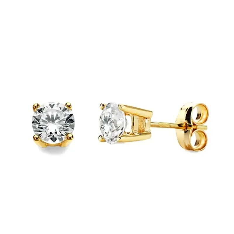 Pendientes oro 18k garras circonita 5mm. [AB3303]