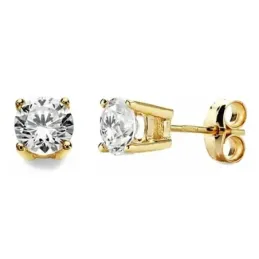 Pendientes oro 18k garras circonita 5,5mm. [AB3307]