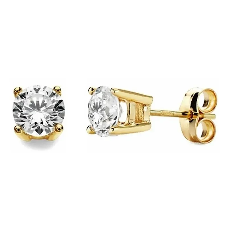 Pendientes oro 18k garras circonita 5,5mm. [AB3307]