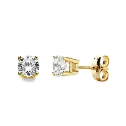 Pendientes oro 18k garras circonita 4,5mm. [AB3311]