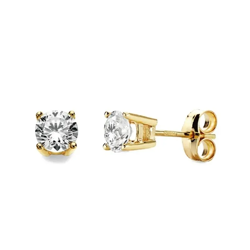 Pendientes oro 18k garras circonita 4,5mm. [AB3311]