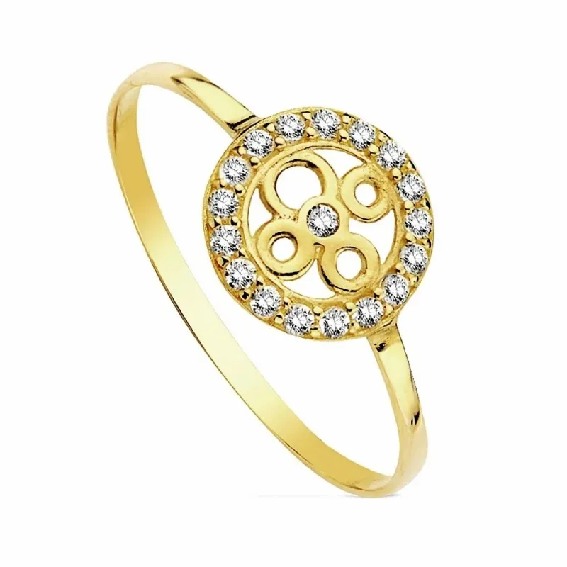 Sortija oro 18k motivo circular multipiedra 9mm. [AB3329]