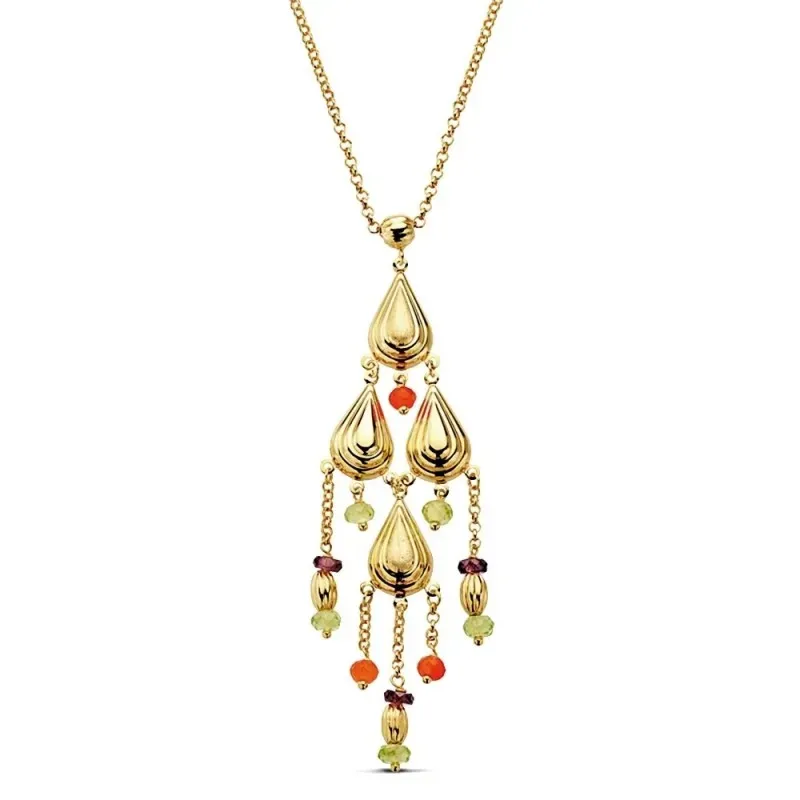 Gargantilla oro 18k lágrimas piedra roja 42cm. 9,25gr.  [AB3338]