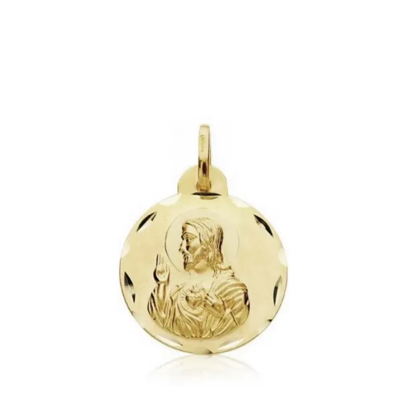 Medalla oro 18k escapulario Cristo y Candelaria 16mm. 1,55gr [AB3349]