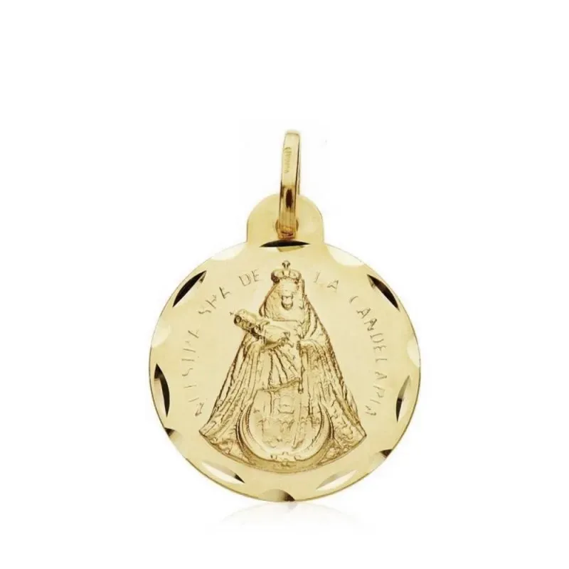 Medalla oro 18k escapulario Laguna y Candelaria 20mm.  [AB3353]
