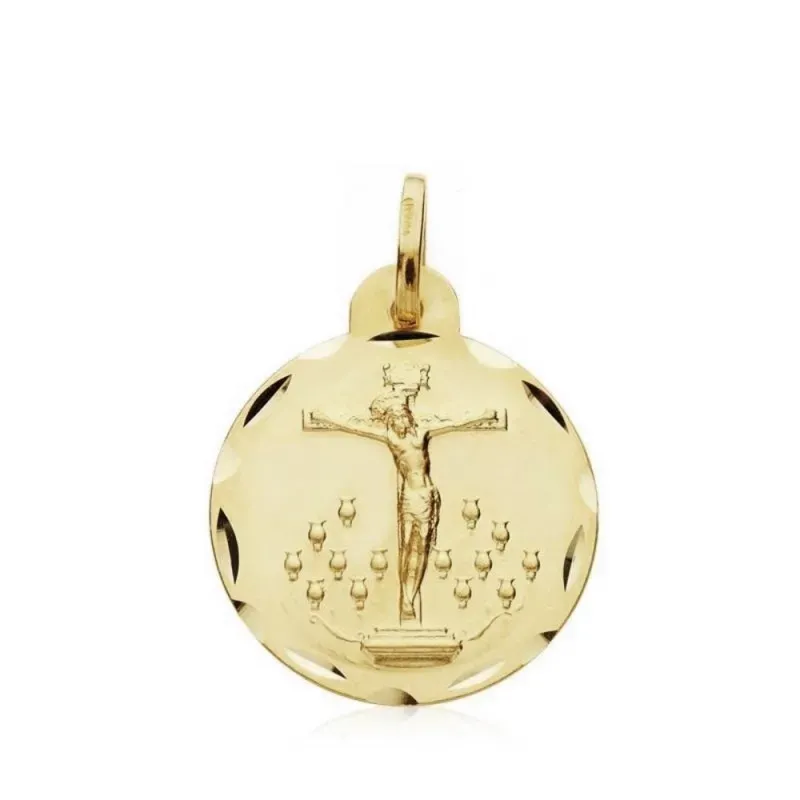 Medalla oro 18k escapulario Laguna y Candelaria 20mm.  [AB3353]