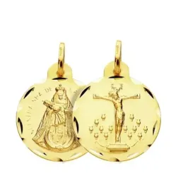 Medalla oro 18k escapulario Laguna y Candelaria 20mm.  [AB3353]