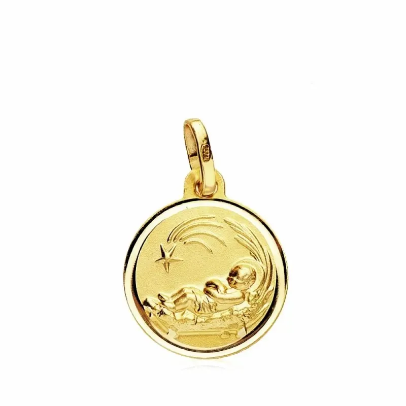 Medalla oro 18k escapulario pesebre 14mm. 1,40gr.  [AB3355]