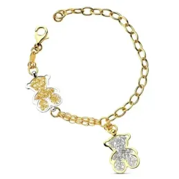Pulsera oro 18k bicolor ositos y eslabones 19cm. 9,45gr.  [AB3366]