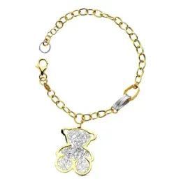 Pulsera oro 18k bicolor osito 19cm. 8,55gr.  [AB3367]