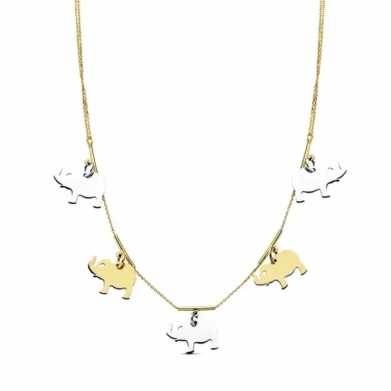Gargantilla oro 18k bicolor elefantes 42cm. 8,35gr.  [AB3386]