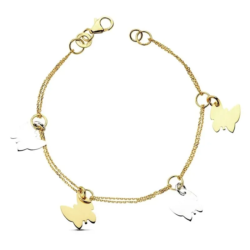 Pulsera oro 18k bicolor mariposas 19,5cm. 5,50gr. [AB3389]