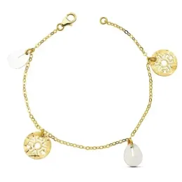 Pulsera oro 18k bicolor fetiches 19cm. 3,50gr. [AB3390]