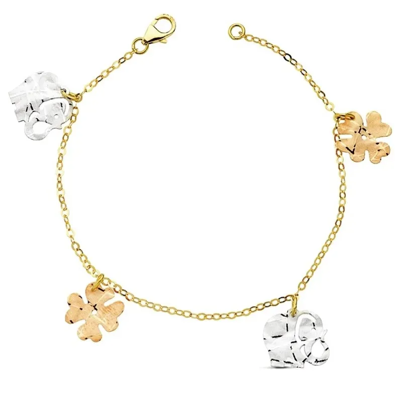 Pulsera oro 18k tricolor fetiches 17cm. 4,10gr. [AB3391]