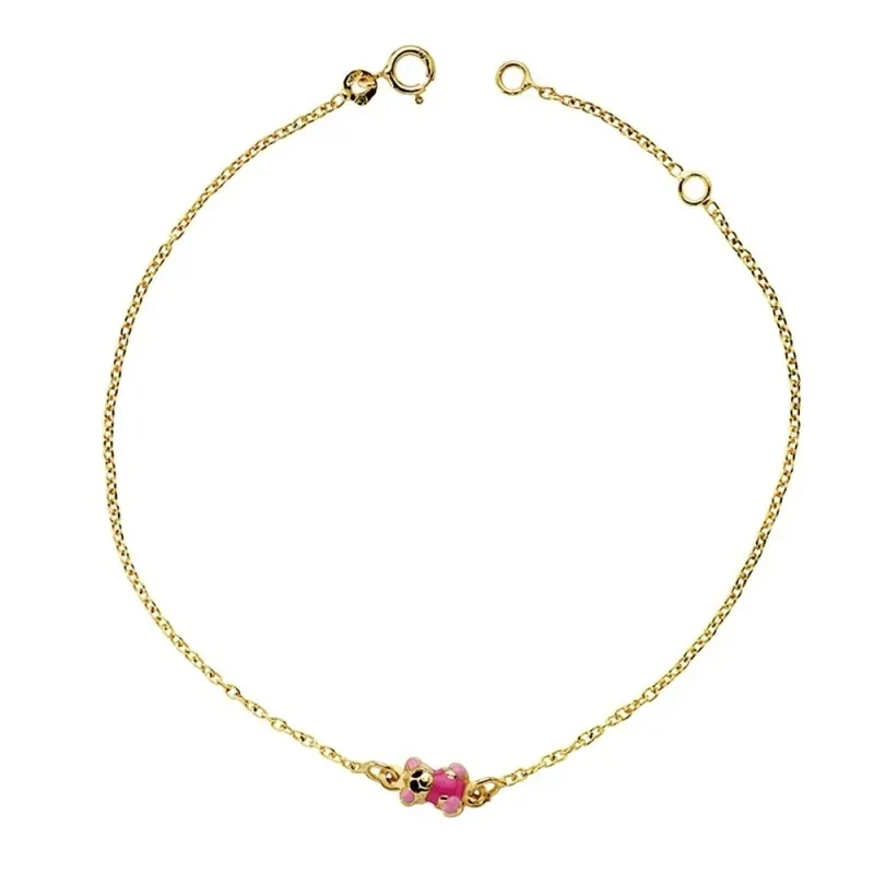 Pulsera oro 18k osito esmaltado 18cm. 1,20gr. [AB3400]