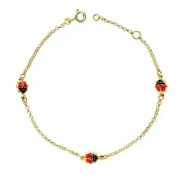 Pulsera oro 18k mariquita esmaltada 17,5cm. 2,15gr. [AB3405]