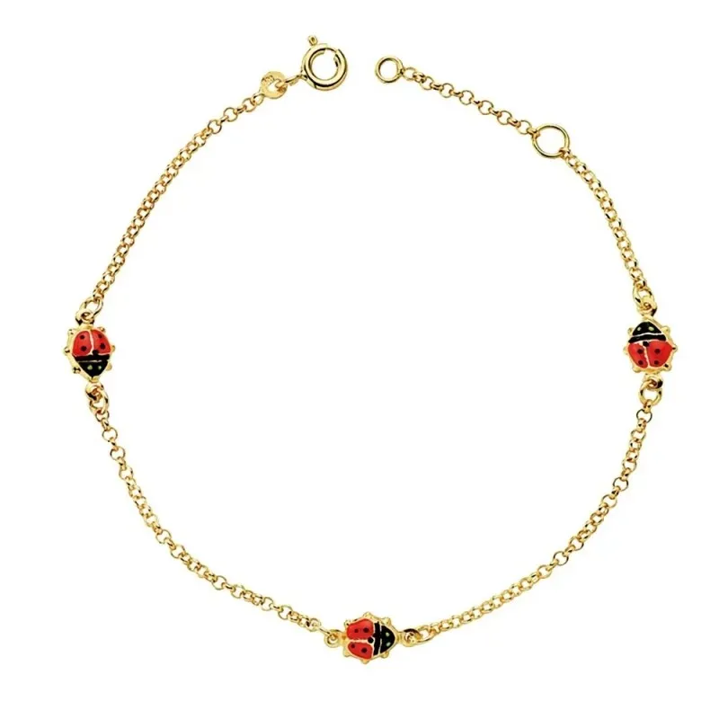 Pulsera oro 18k mariquita esmaltada 17,5cm. 2,15gr. [AB3405]