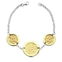 Pulsera oro 18k bicolor laser cuadros 19,5cm. 10,85gr. [AB3423]