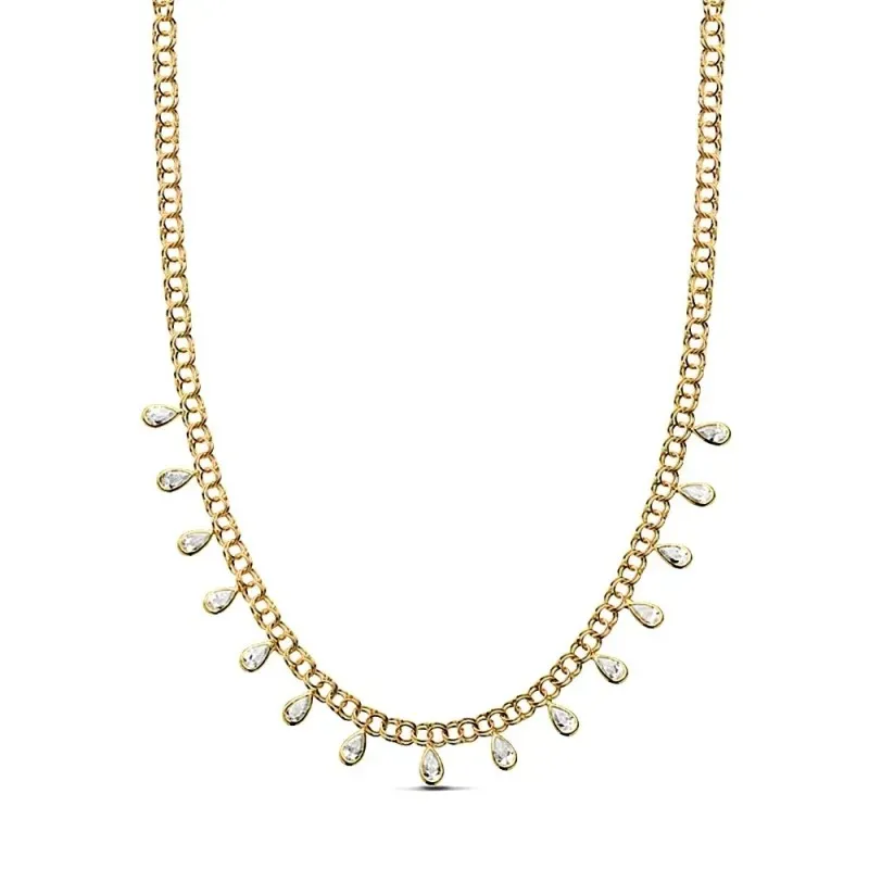 Gargantilla oro 18k lágrimas circonita 42cm. 9,85gr.  [AB3424]