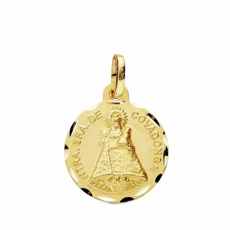 Medalla oro 18k escapulario Virgen Covadonga 16mm. [AB3440]