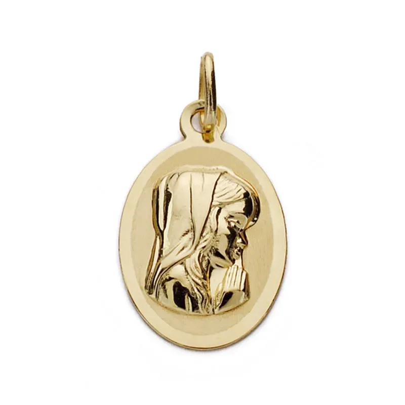 Medalla oro 9k Virgen Niña 19mm. [AA0787]