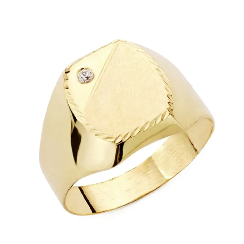 Sello oro 9k caballero circonita tallado [AB3661]