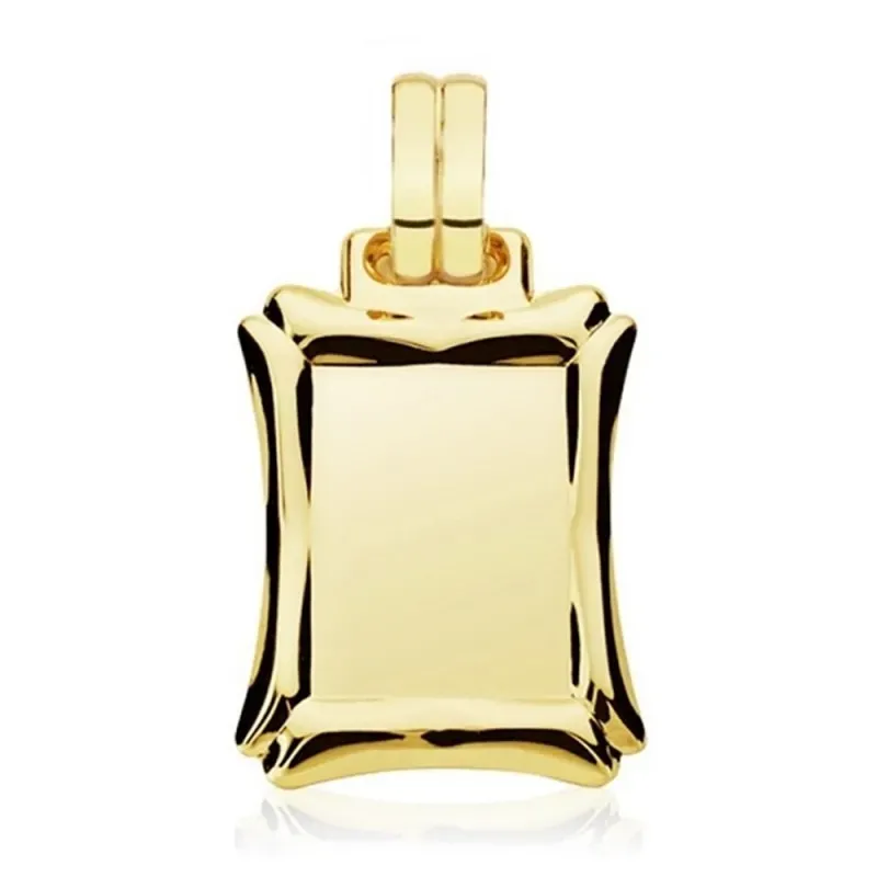 Colgante chapa oro 9k rectangular tallada 20mm. [AB3666GR]