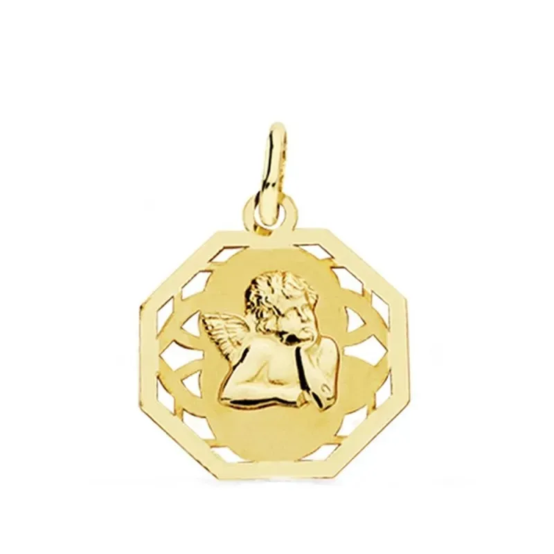 Medalla oro 18k Ángelito calada 17mm. [AB3688GR]
