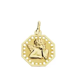 Medalla oro 18k Ángelito calada 17mm. [AB3689]