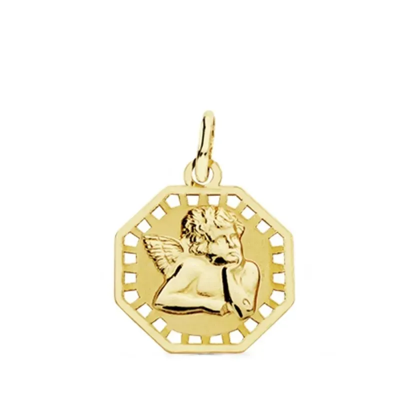 Medalla oro 18k Ángelito calada 17mm. [AB3689]